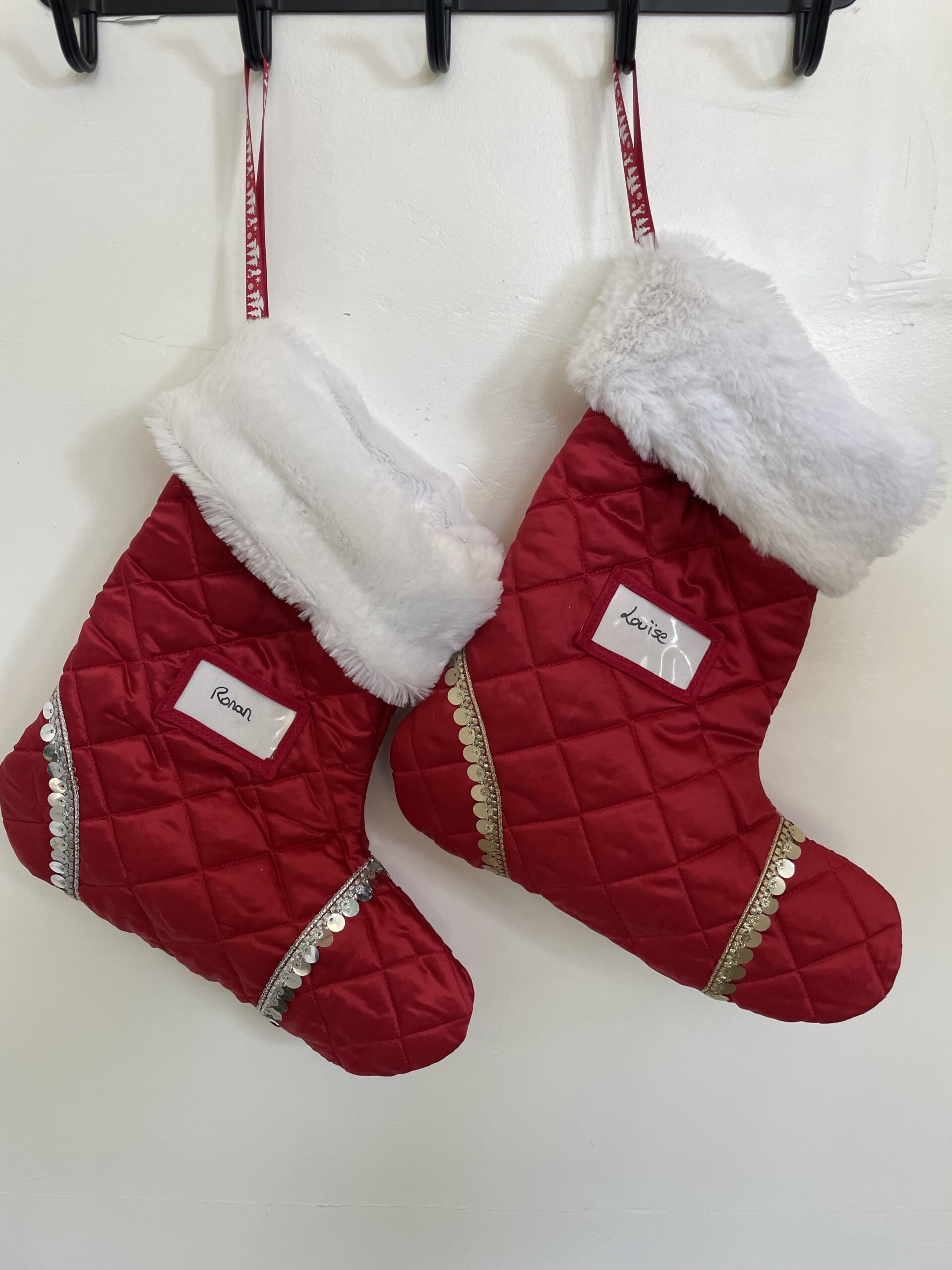 fabrique à curiosités - chaussettes de Noël or et argent upcyclées